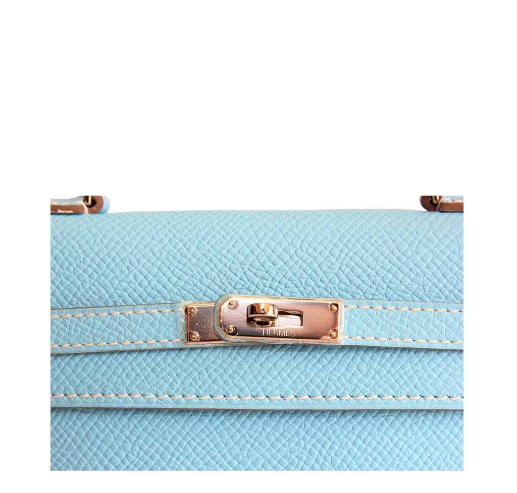 Hermès Tiny Kelly Micro Mini Celeste Epsom PHW