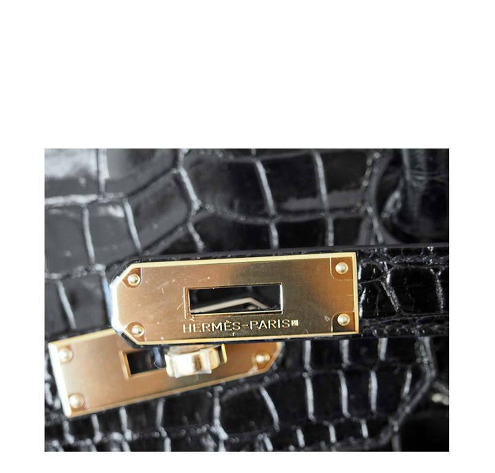 Hermès Birkin 35 Black Porosus Crocodile Bag GHW