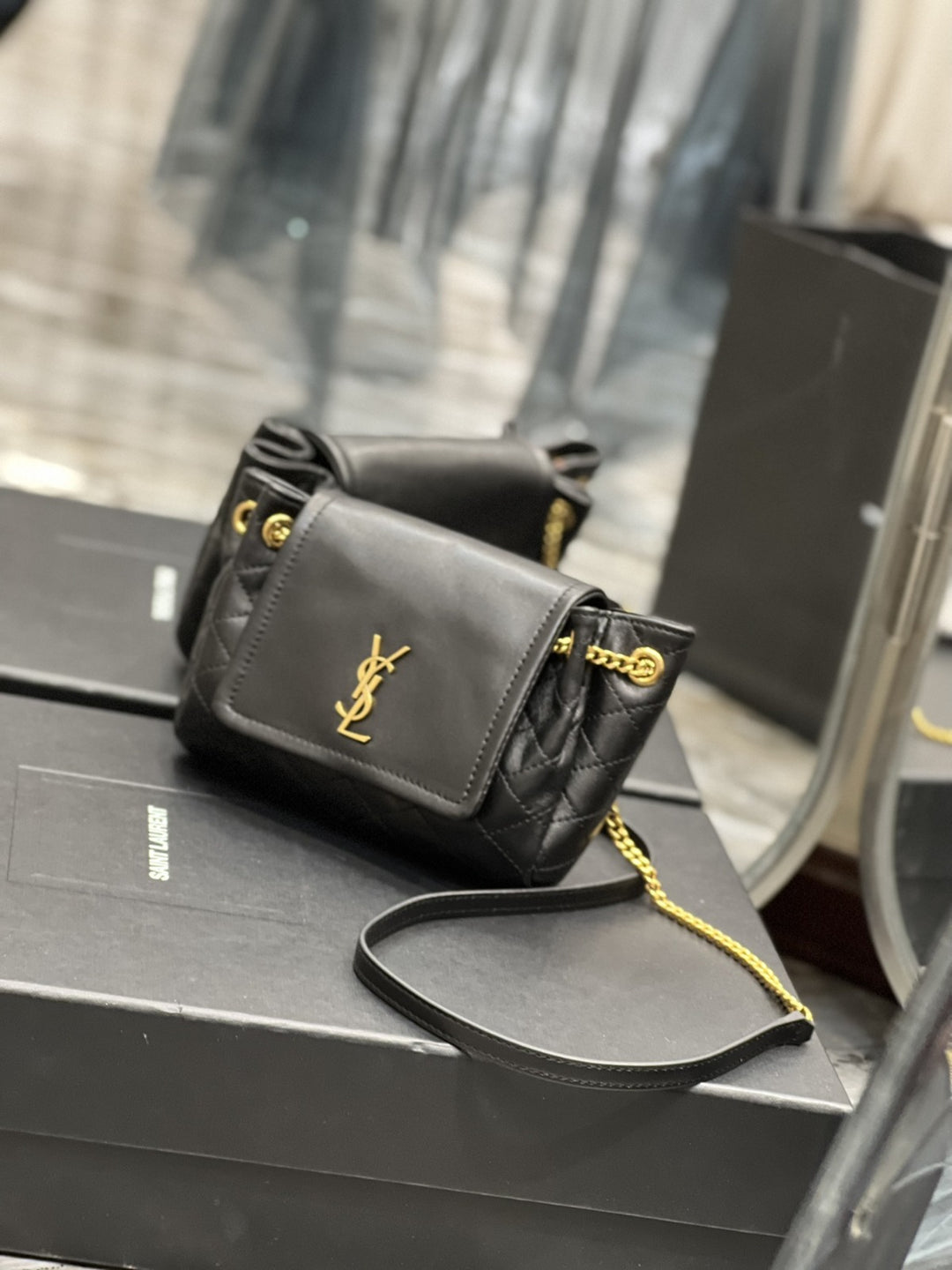 YSL Mini Nolita In original Lambskin Bag