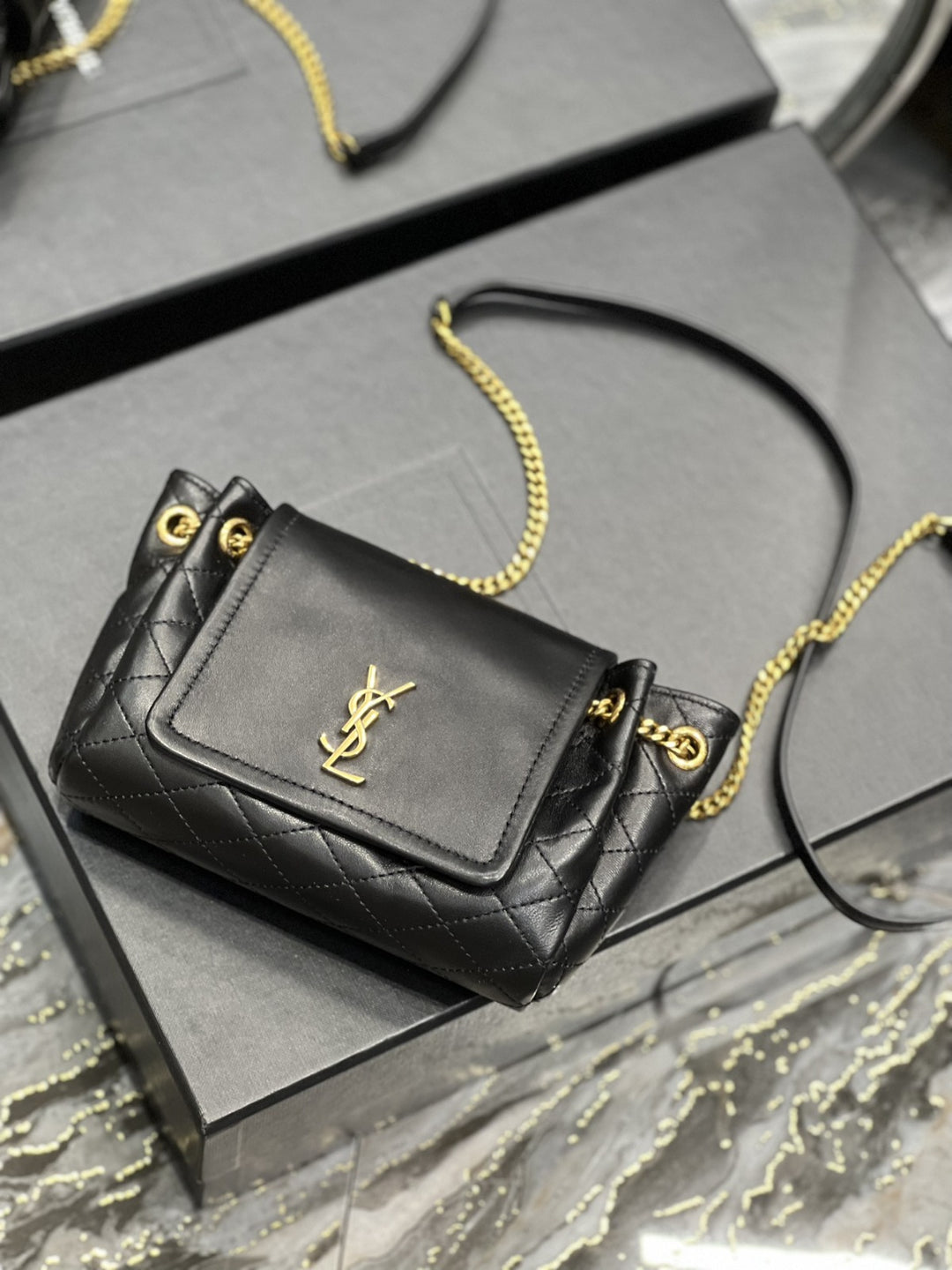 YSL Mini Nolita In original Lambskin Bag