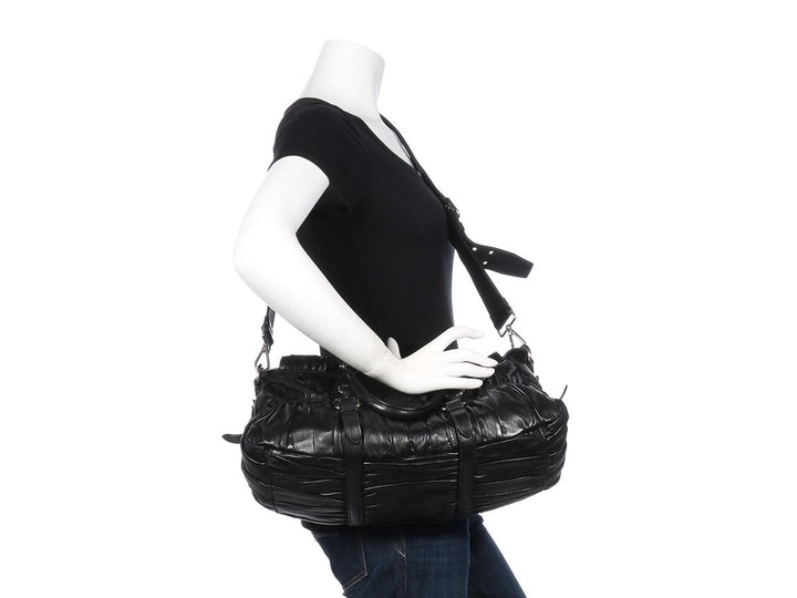 Prada Black Ruched Gaufre Bag