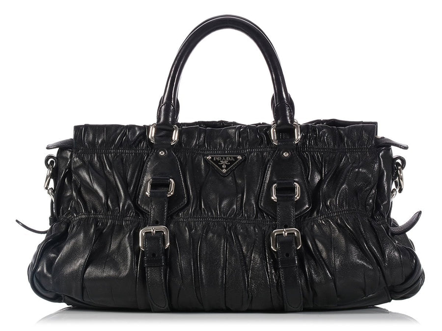 Prada Black Ruched Gaufre Bag