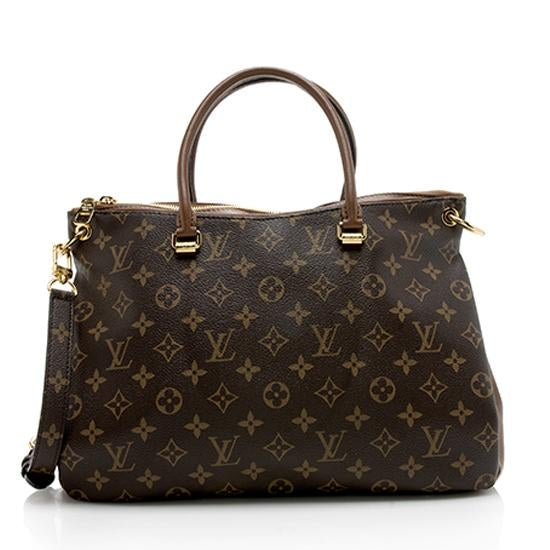 Louis Vuitton Leather Monogram Canvas Pallas Satchel