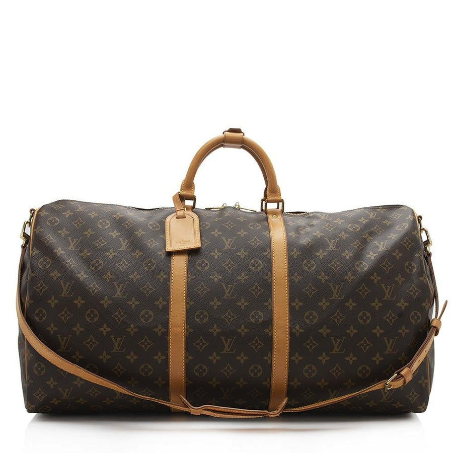 Louis Vuitton Vintage Monogram Canvas Keepall 60 Bandouliere Duffle Bag (SHF-11773)