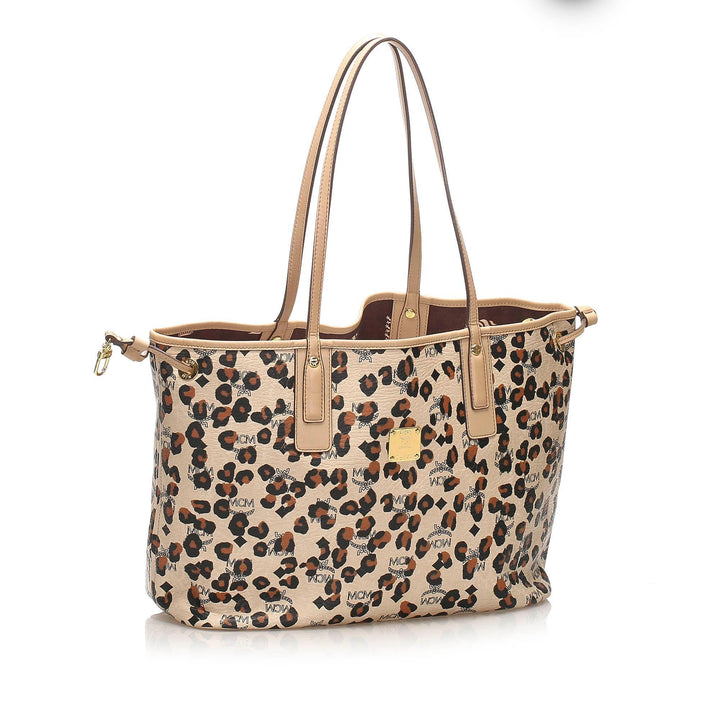 MCM Visetos Leopard Print Leather Tote Bag (SHG-10467)