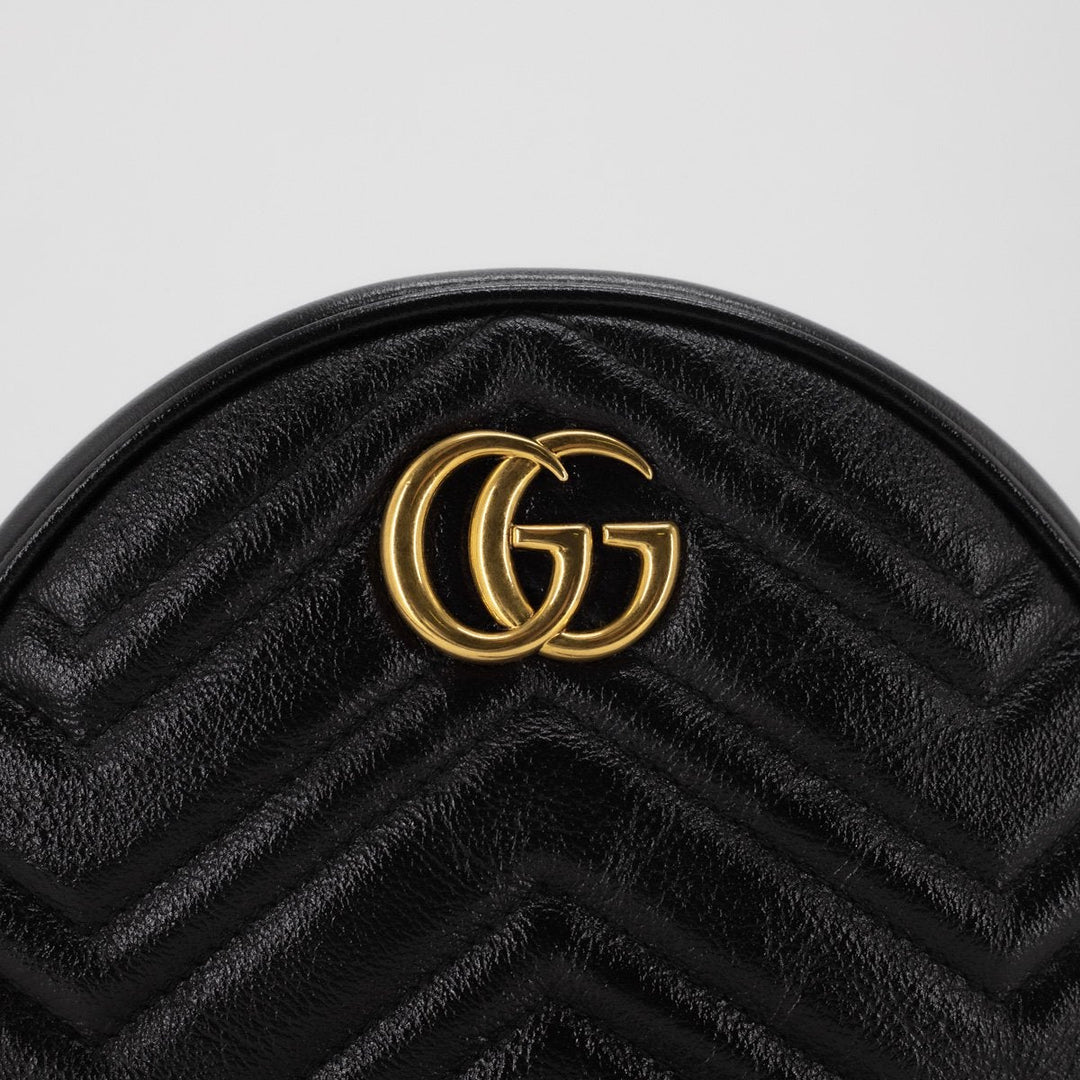G*G GG Marmont Mini Round Shoulder Bag Black