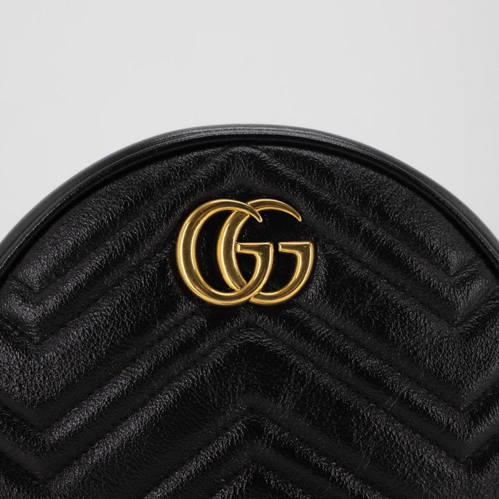 G*G GG Marmont Mini Round Shoulder Bag Black