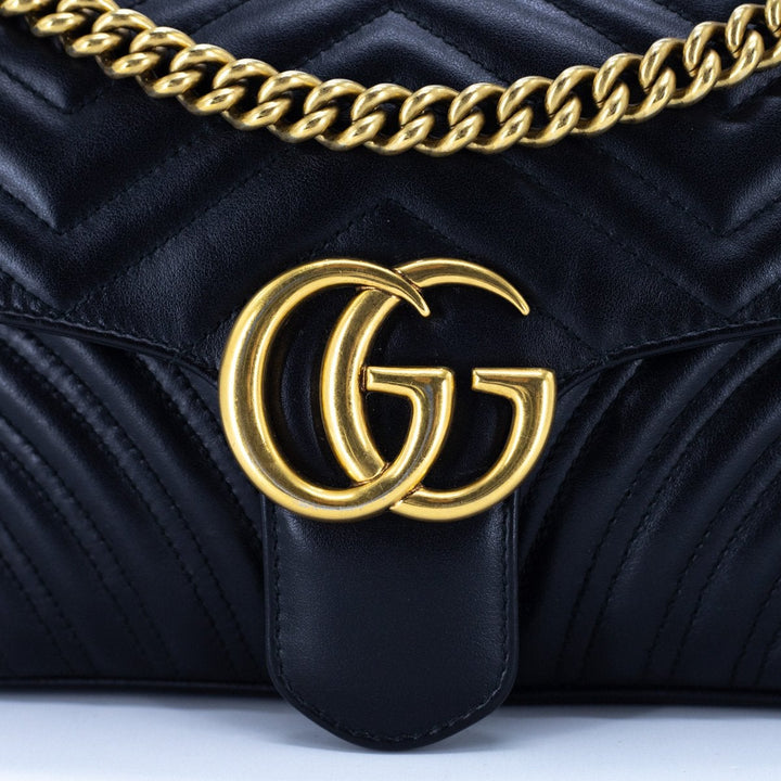 G*G Marmont Small Matelassé Shoulder Bag Black