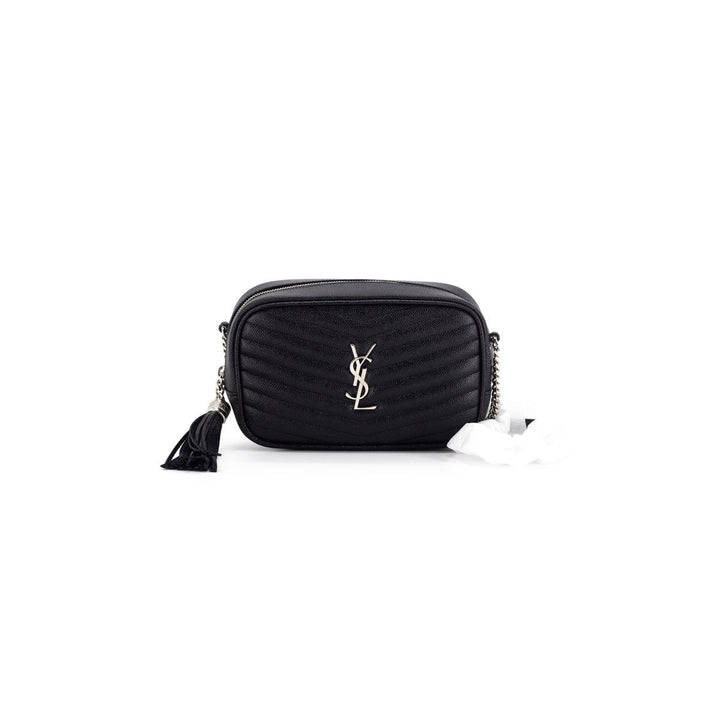 Saint Laurent Chevron Camera Bag Black