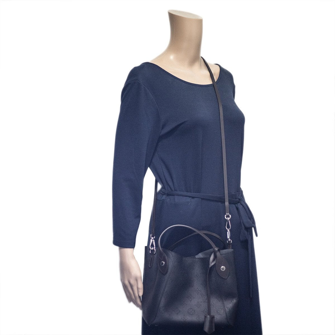 L*V Perforated Leather Bucket Bag Black