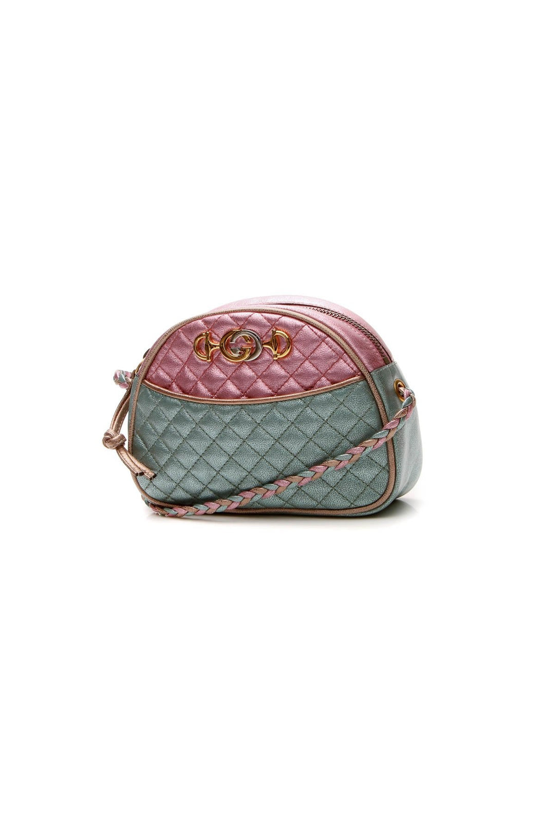 Trapuntata Mini Crossbody Bag - Metallic Pink/Teal