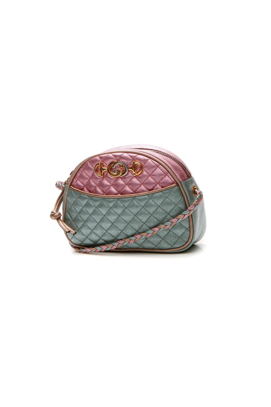 Trapuntata Mini Crossbody Bag - Metallic Pink/Teal