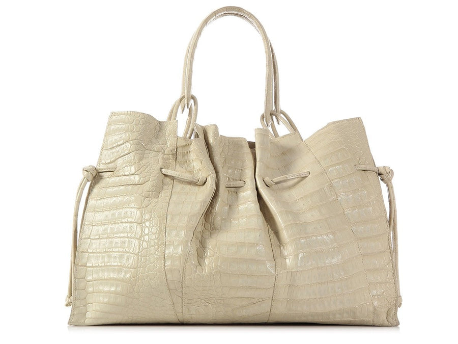Nancy Gonzalez Cream Crocodile Tote