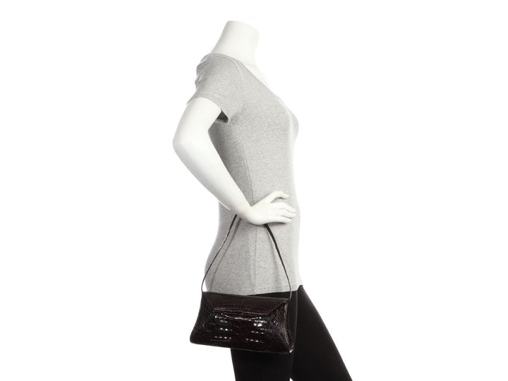 Nancy Gonzalez Brown Crocodile Evening Flap Bag