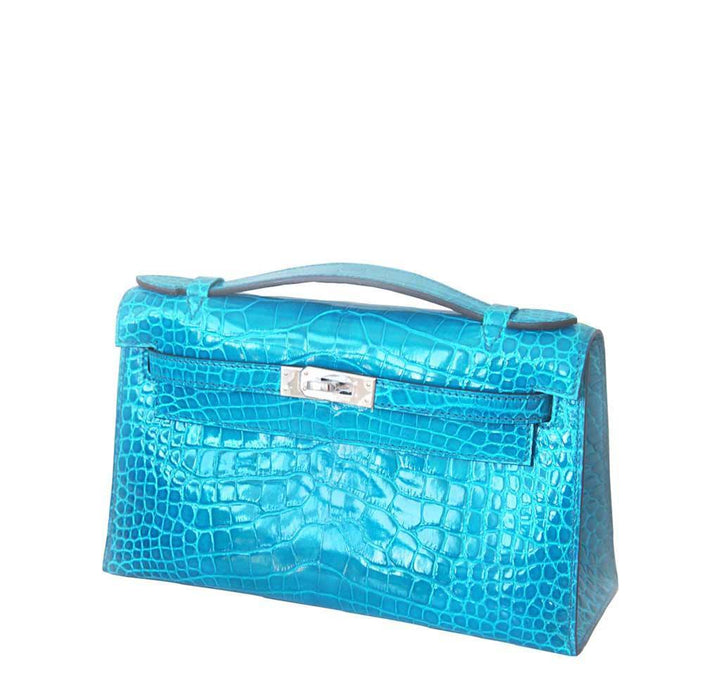 Hermès Alligator Kelly Pochette Mini Bag Blue Izmir