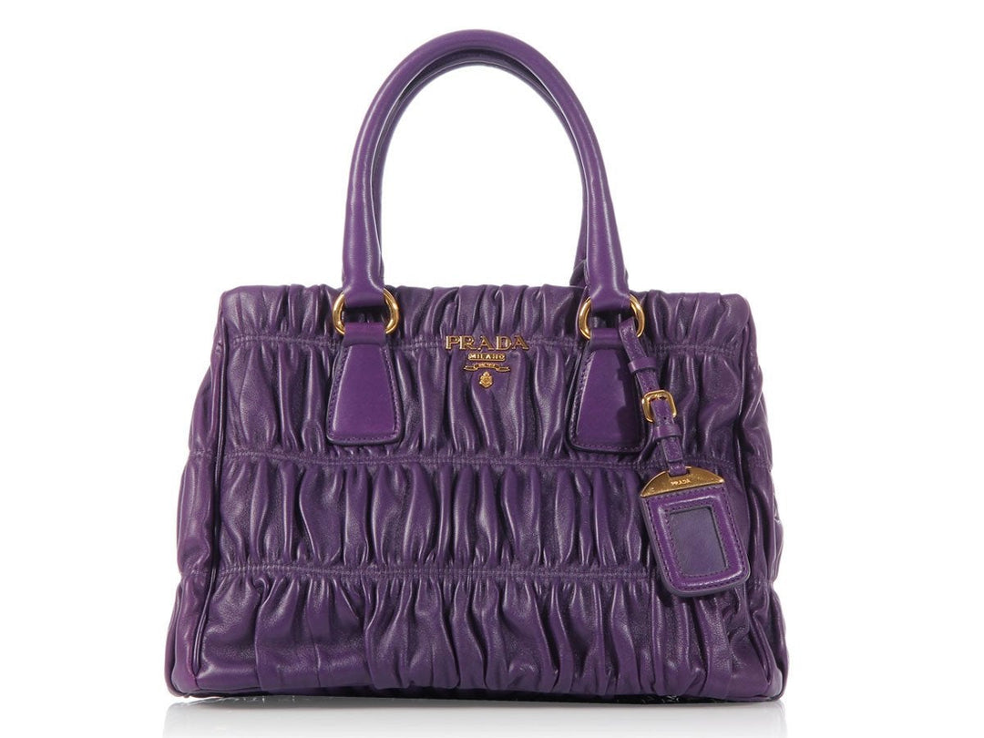 Prada Small Ruched Violet Tote