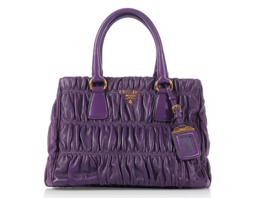 Prada Small Ruched Violet Tote