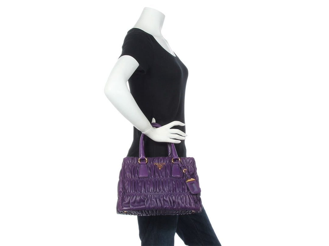 Prada Small Ruched Violet Tote