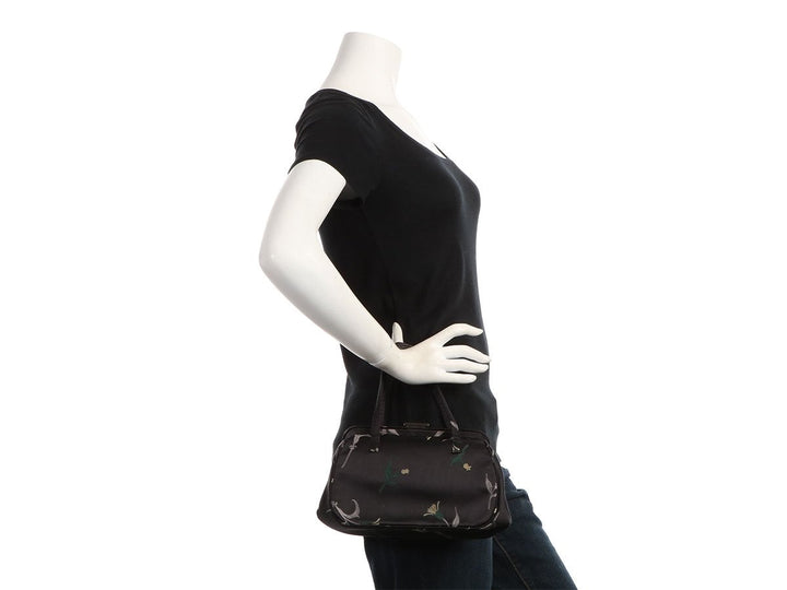Prada Black Floral Silk Doctor Bag