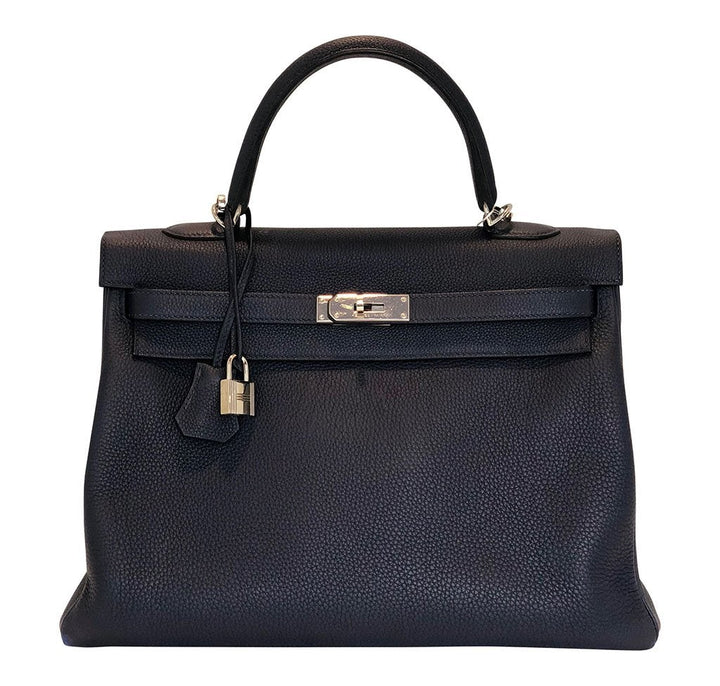 Hermès Kelly Retourne 35 Bleu Nuit Togo PHW Bag