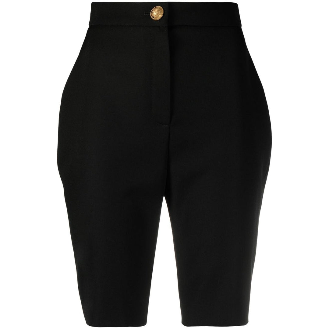 High-waisted Knee-length Wool Shorts
