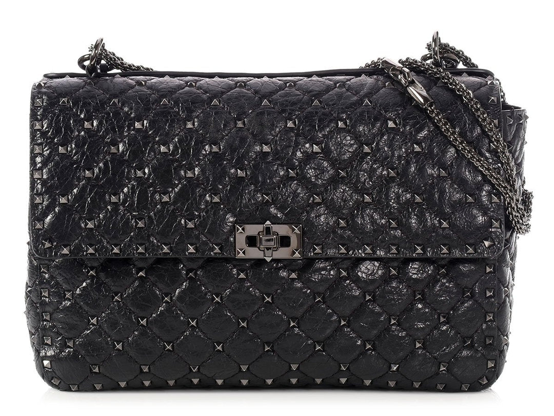 Valentino Large Black Rockstud Spike Chain Bag