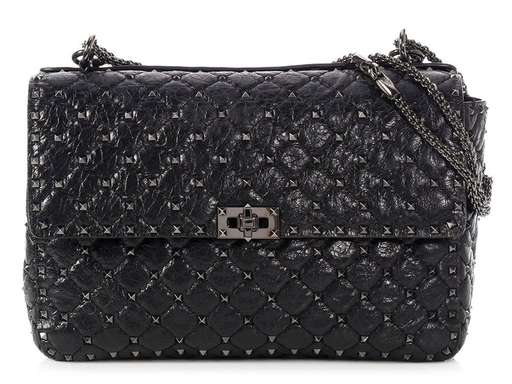 Valentino Large Black Rockstud Spike Chain Bag