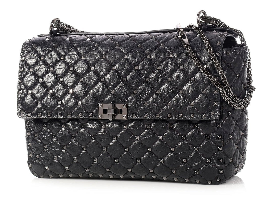 Valentino Large Black Rockstud Spike Chain Bag