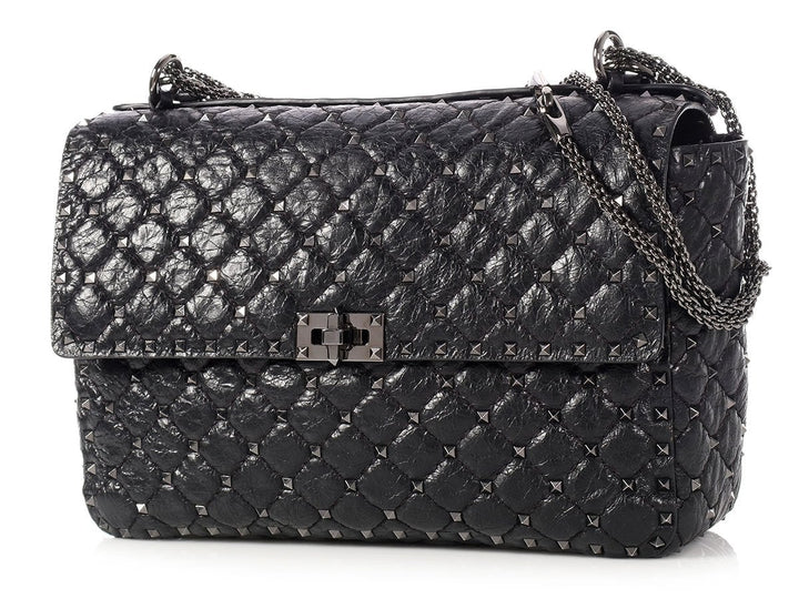 Valentino Large Black Rockstud Spike Chain Bag