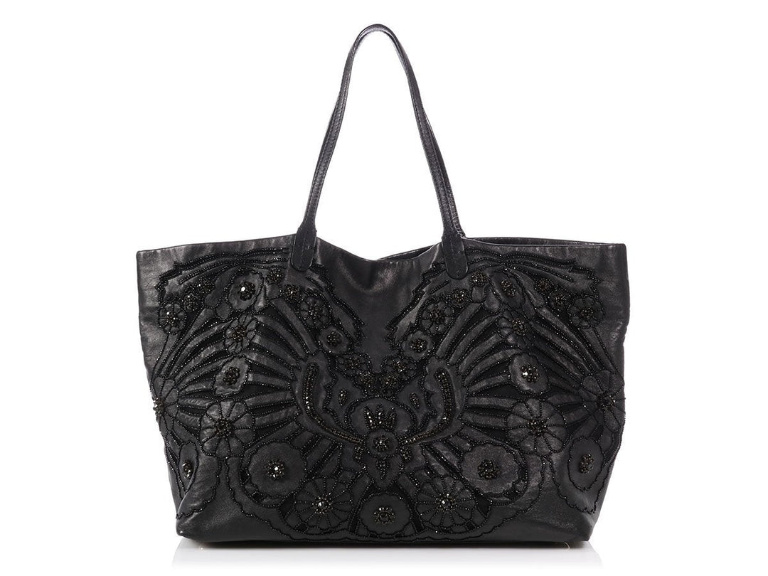 Valentino Black Crystal Embellished Tote