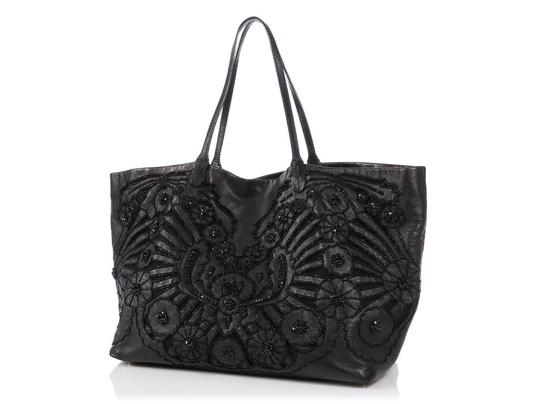 Valentino Black Crystal Embellished Tote