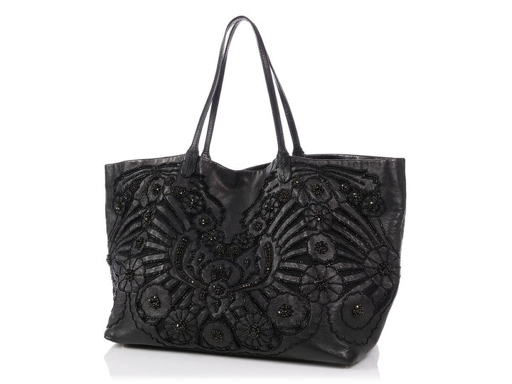 Valentino Black Crystal Embellished Tote