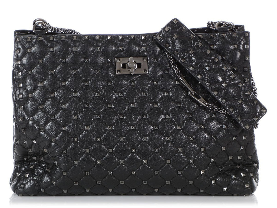 Valentino Black Rockstud Spike Tote