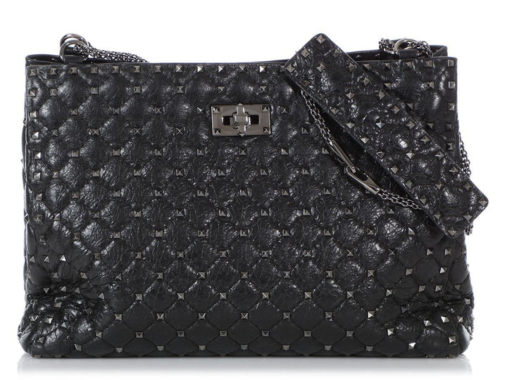 Valentino Black Rockstud Spike Tote