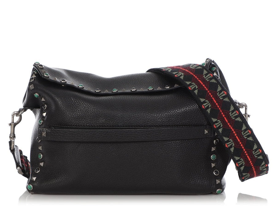 Valentino Black Rolling Rockstud Messenger