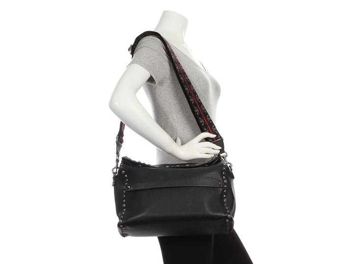 Valentino Black Rolling Rockstud Messenger