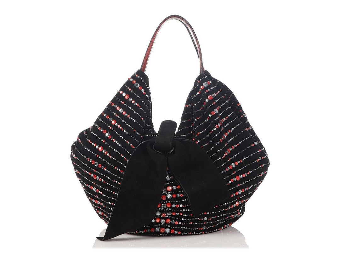Valentino Black Beaded Bow Hobo