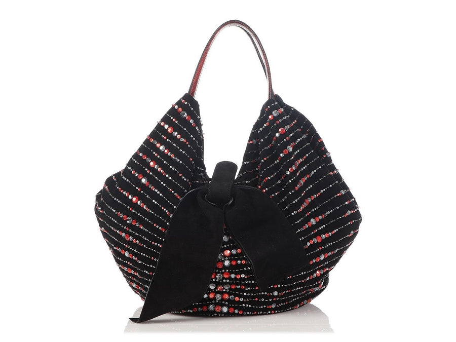 Valentino Black Beaded Bow Hobo