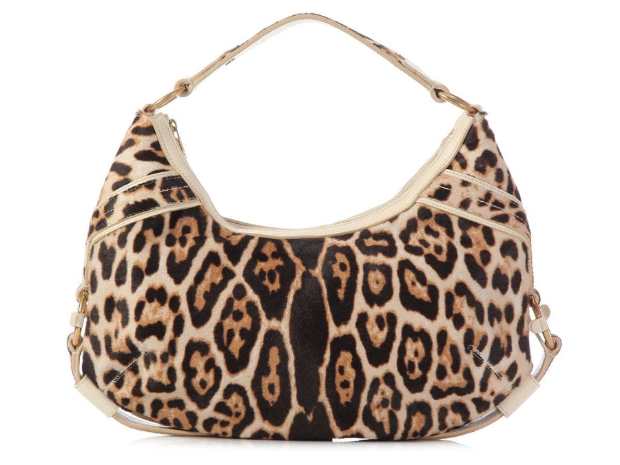 YSL Leopard Print Pony Hair Hobo