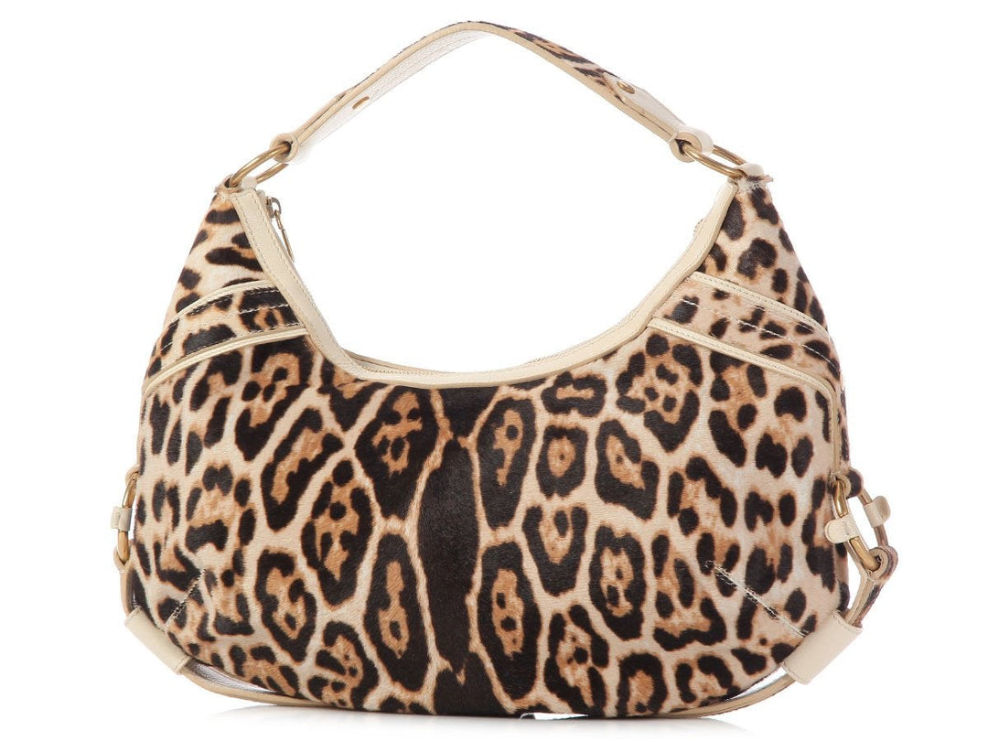 YSL Leopard Print Pony Hair Hobo