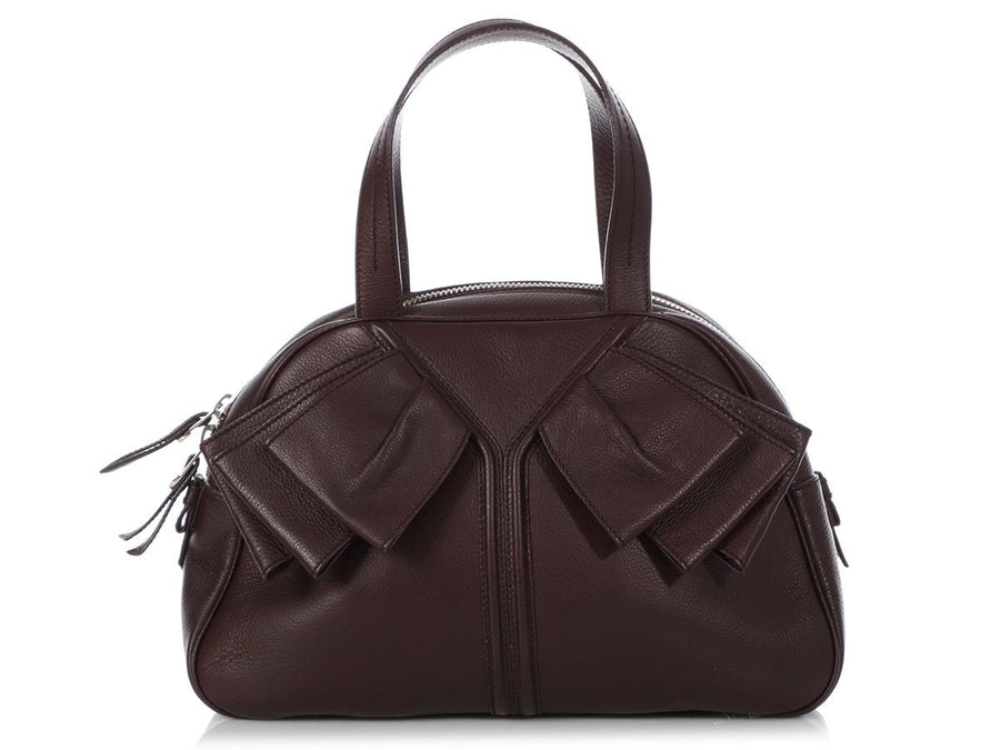 YSL Medium Burgundy Obi Bow Bowler