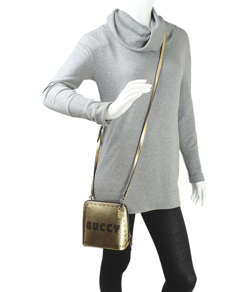 G*G 511189 Sega Logo Moon & Star Gold Leather Crossbody Bag