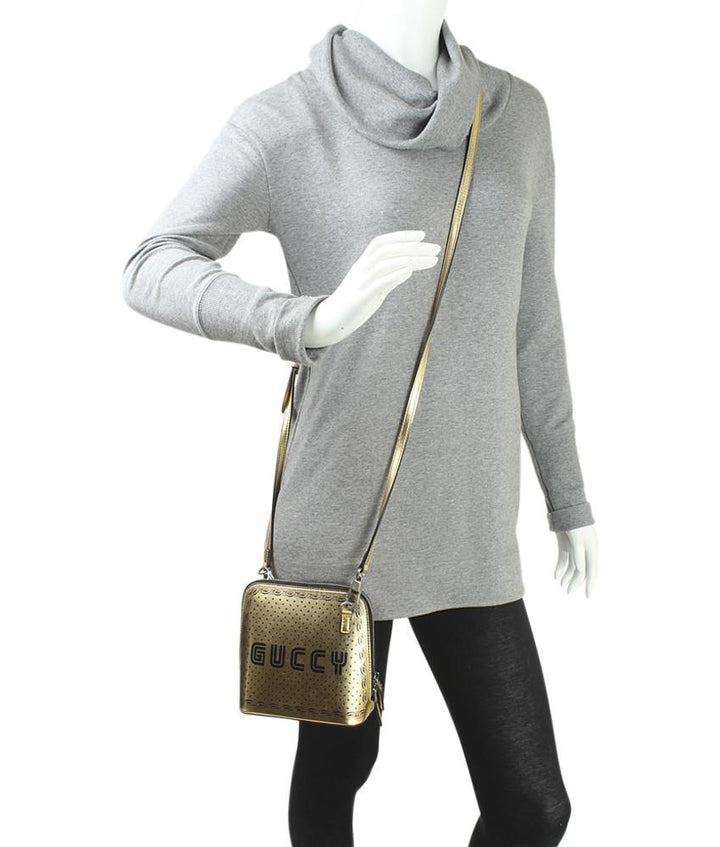G*G 511189 Sega Logo Moon & Star Gold Leather Crossbody Bag