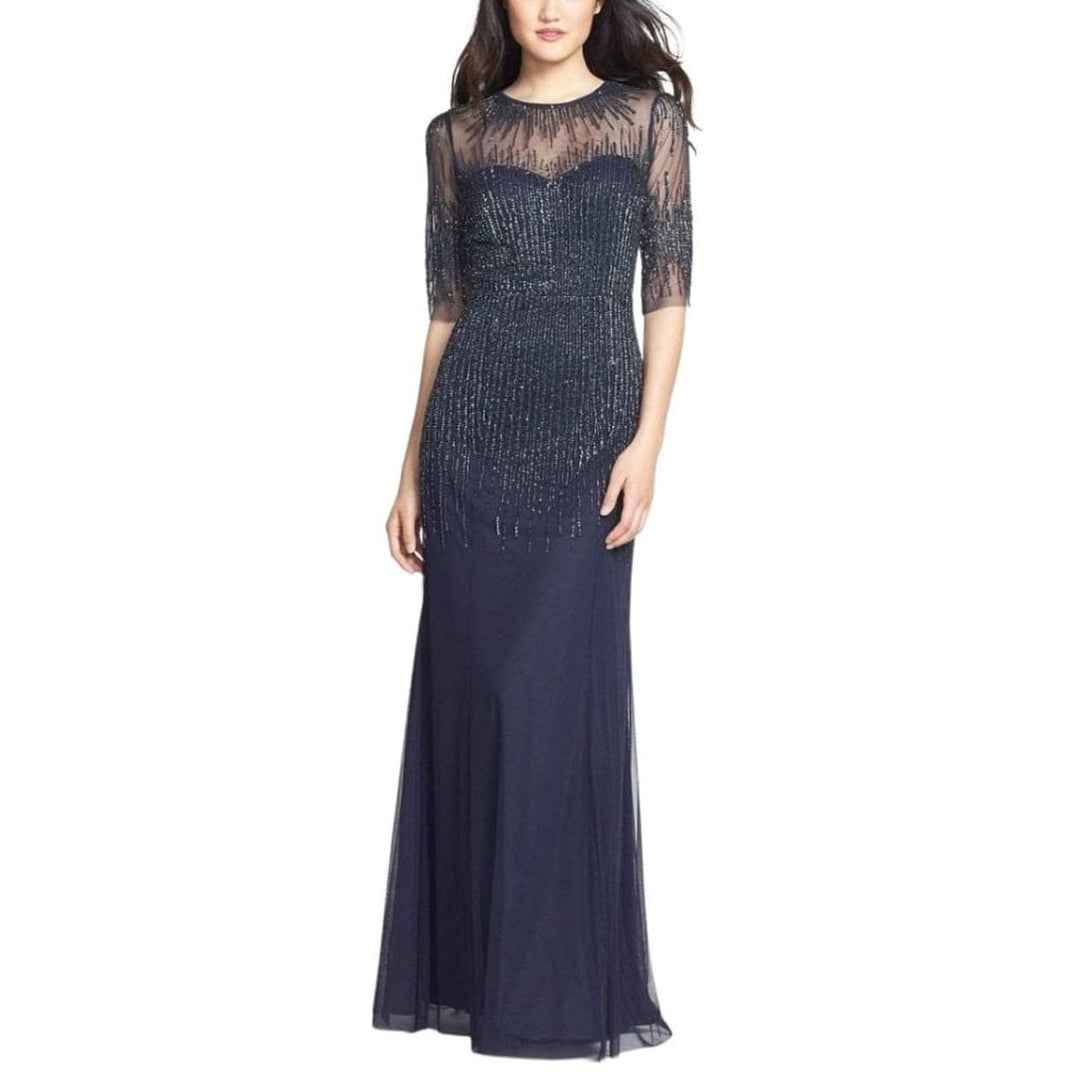 Adrianna Papell-Embellished Illusion Jewel Sheath Gown - Runway Catalog