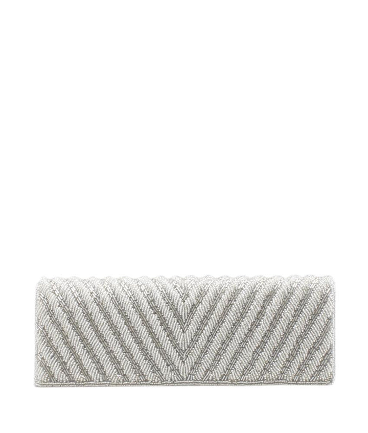 Adri*nna Pap*ll
 Noreen Chevron Beaded Silver Sequin Satin Bag