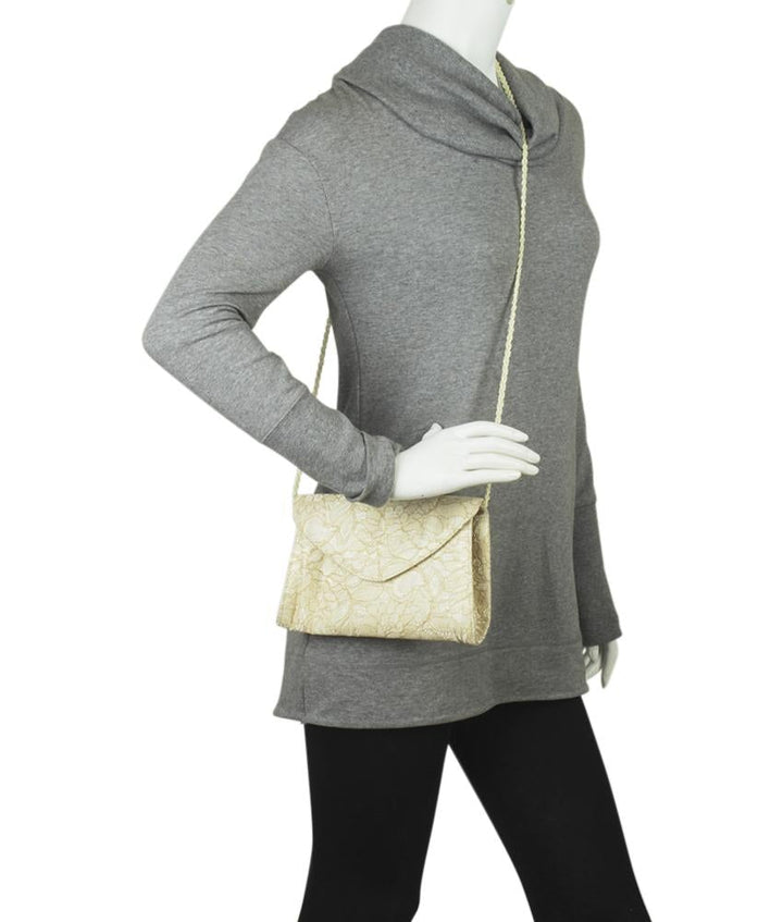 Adri*nna Pap*ll
 Seta Lace Beige Denim Crossbody Bag