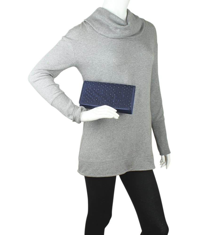 Adri*nna Pap*ll
 Sigrid Small Blue Quilted Satin Evening Bag