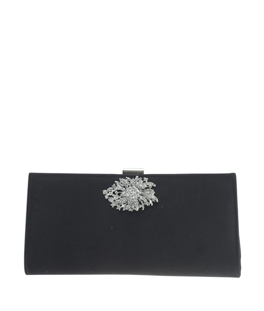 Adri*nna Pap*ll
 Stacee Small Black Satin Evening Bag
