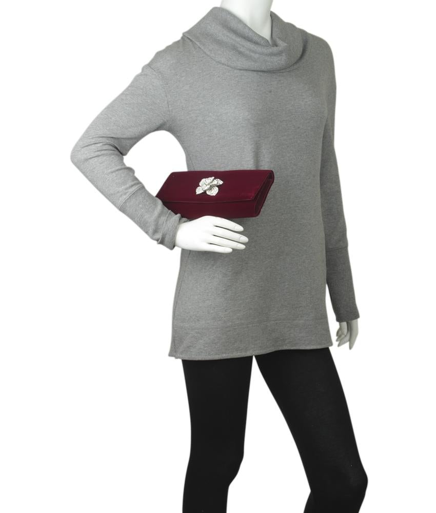 Adri*nna Pap*ll
 Velvet Rhinestone Burgundy Velvet Clutch