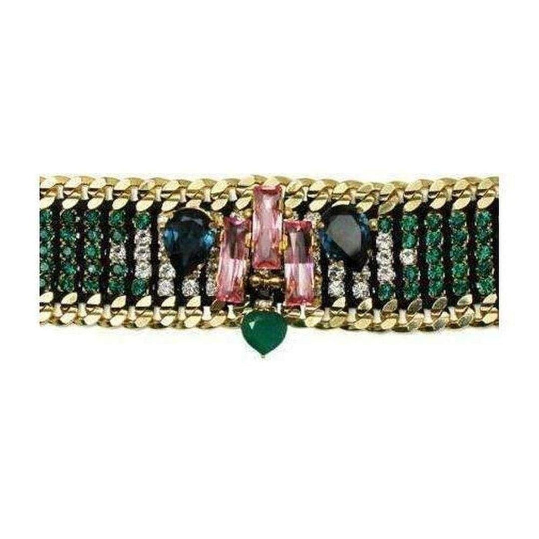 24K Gold Plated Green Onyx Bracelet